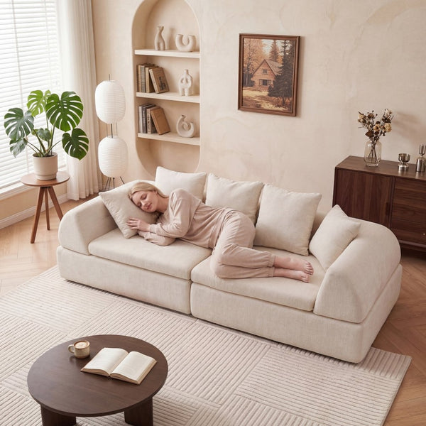 English Elm Cloud Modular Sectional with Ottoman Sink-in Cushions for Relaxed Living Spaces W3728S00006