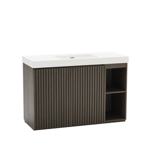 English Elm Grace Floating Walnut Vanity with Solid Surface Sink and Soft Close Storage Drawers Oak,Smoke W1865S00223