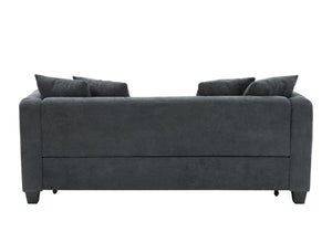 English Elm 77.9-inch cloud velvet 3-seater sofa bed with pull-out sleeper, sturdy wood frame, high-density foam comfort Dark Gray W1278S00076