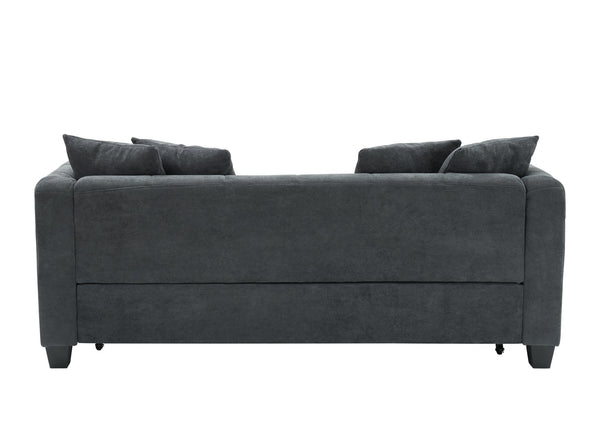 English Elm 77.9-inch cloud velvet 3-seater sofa bed with pull-out sleeper, sturdy wood frame, high-density foam comfort Dark Gray W1278S00076