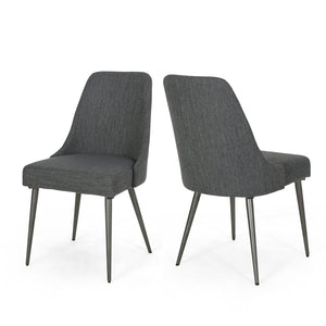 English Elm Christopher Knight Home® - DINING Chair Set of 2 Upholstered Modern Curved Back Dining Chairs with Powder-Coated Metal Legs Charcoal 62218.00CHAR