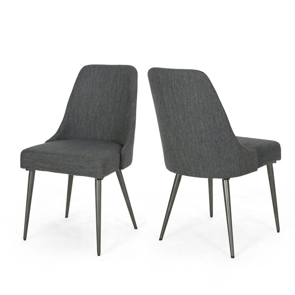 English Elm Christopher Knight Home® - DINING Chair Set of 2 Upholstered Modern Curved Back Dining Chairs with Powder-Coated Metal Legs Charcoal 62218.00CHAR