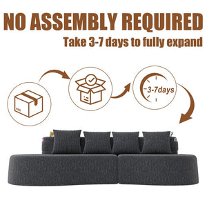 English Elm Modern Half Moon Chenille Sectional Three Seat Curved Sofa for Living Room or Apartment Dark Gray W395P435346