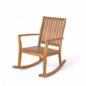 English Elm Christopher Knight Home® - Outdoor Solid Wood Rocking Chair Set of 2 - Teak Acacia Ergonomic Oversized Contour, Easy Assembly N772P265275T