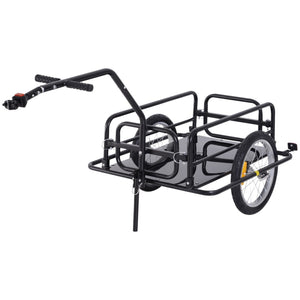 English Elm Aosom Steel Bike Cargo Trailer Foldable Flatbed Cart with 88 Lb Capacity Hitch W2225P200824