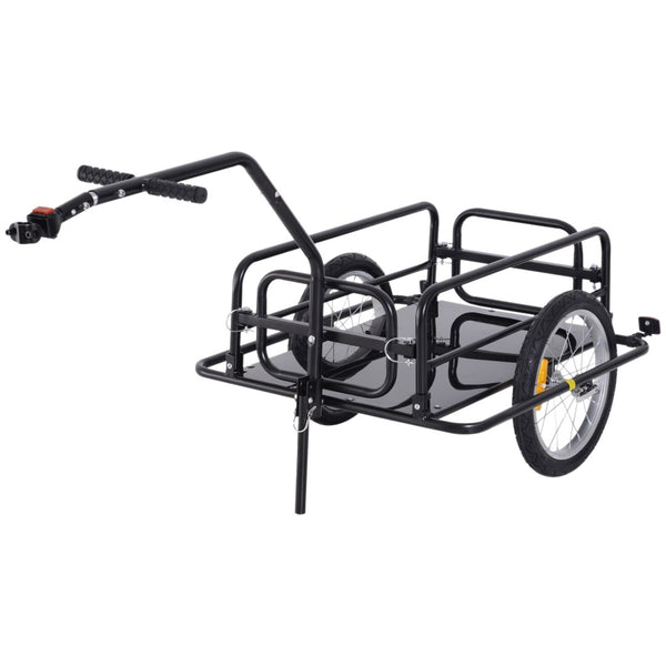 English Elm Aosom Steel Bike Cargo Trailer Foldable Flatbed Cart with 88 Lb Capacity Hitch W2225P200824