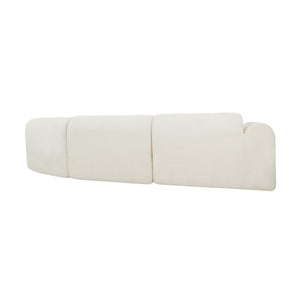 English Elm 140" Curved Sectional Sofa Plush Lamb Wool Upholstery 3 Piece Modular Living Room Set Beige N767P384981A