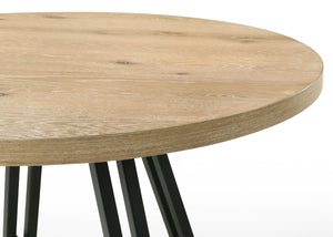 English Elm Tiziano 47 Inch Round Dining Set Distressed Oak Veneer with Cream Upholstered Chairs B2749S00303