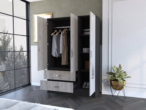 English Elm Florencia Mirrored Armoire 70.8" High with Double Door Mirrored Cabinet, Shelves and Spacious Drawers Multicolor 75 L x 24 W x 4 H B128S00090