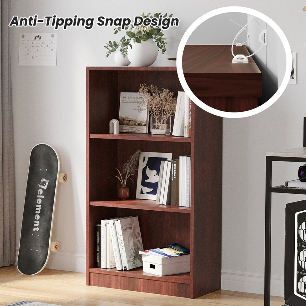 English Elm Bookcase Freestanding Wood 3 Shelf Adjustable Open Storage Unit for Home Office T3623P435550
