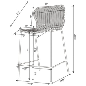 English Elm Mckinley Brown Faux Rattan Metal Counter Chair Set of 2 — Brown Textured Seat, Sturdy Metal Frame, Armless Modern Design B062P344944