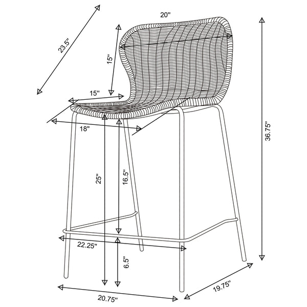 English Elm Mckinley Brown Faux Rattan Metal Counter Chair Set of 2 — Brown Textured Seat, Sturdy Metal Frame, Armless Modern Design B062P344944