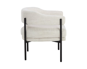 Sunpan Lola Lounge Chair - Contemporary Comfort with Elegant Curves and Matte Black Iron Frame Design Merino Pearl