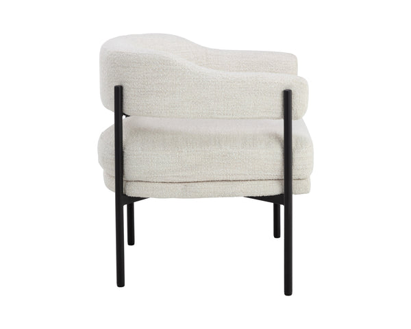 Sunpan Lola Lounge Chair - Contemporary Comfort with Elegant Curves and Matte Black Iron Frame Design Merino Pearl