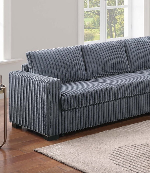 English Elm Modern Corduroy L-shaped Sectional with Usb Charging Console Cup Holders Living Room Dark Gray B011S02209