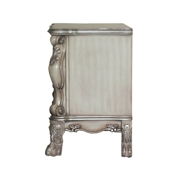 English Elm Vintage Bone White Romantic 2-Drawer Nightstand with Felt-Lined Drawers, Claw Legs, Ornate Charm B062P189125