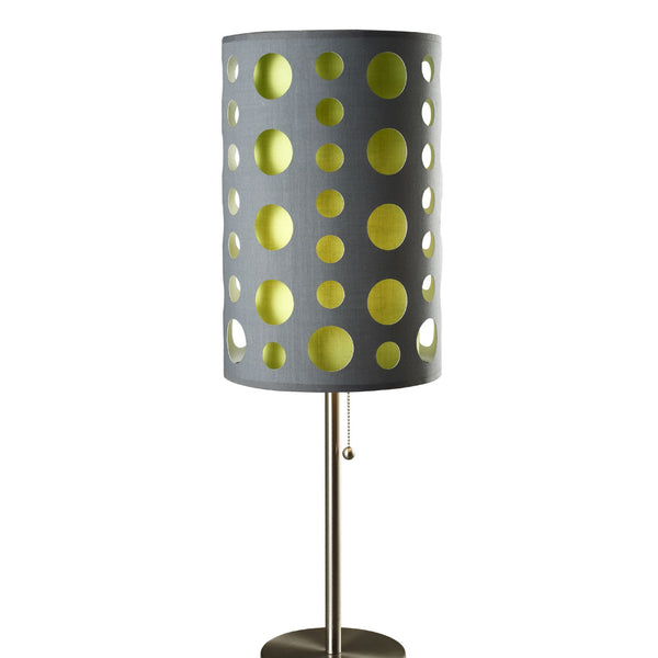 English Elm 33" Tall Metal Table Lamp – Mid-Century Retro Style With Removable Grey And Green Fabric Shade B072116058