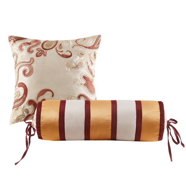 JLA Home Madison Park - 12 Piece Jacquard Comforter Set with Cotton Sheets, Burnt Red & Gold Paisley, Reversible Elegance MP10-321