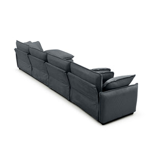 English Elm Over oversized U Shape Corduroy Sofa with Memory Foam Comfort, Modern Retro 4-Seater + Ottomans, Plush Upholstery Grey W714S00762