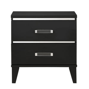 English Elm Black Solid Wood 2-Drawer Nightstand with Dovetail Drawers, 3/4 Extension Glides & Safety Stop - Durable Storage for Bedroom (23.5"x23.5") B062P189183