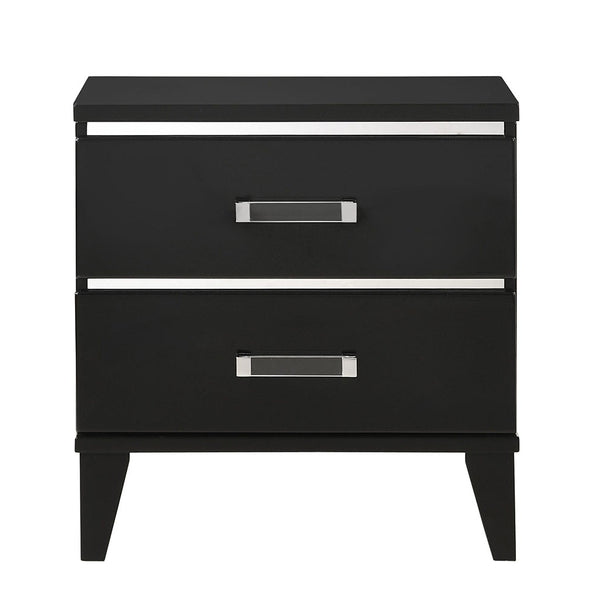 English Elm Black Solid Wood 2-Drawer Nightstand with Dovetail Drawers, 3/4 Extension Glides & Safety Stop - Durable Storage for Bedroom (23.5"x23.5") B062P189183