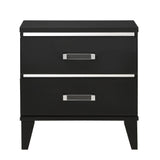 English Elm Black 2-Drawer Nightstand