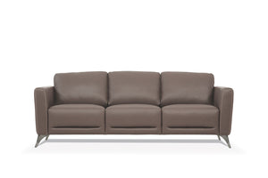 English Elm Malaga Italian Top Grain Leather Sofa with Track Arms and Chrome Legs for Modern Living Taupe B2726P496929