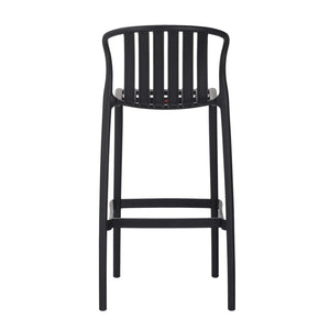 English Elm Outdoor Stackable Armless Barstools Set of 2 Uv Resistant Slat Back Patio Seating Black N780P199452B
