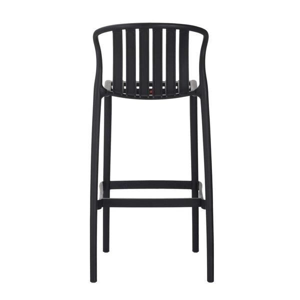 English Elm Outdoor Stackable Armless Barstools Set of 2 Uv Resistant Slat Back Patio Seating Black N780P199452B