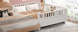 English Elm Twin Low Profile Pine Wood Kids Bed with Safety Rails and Fence Style Headboard W2593P367052