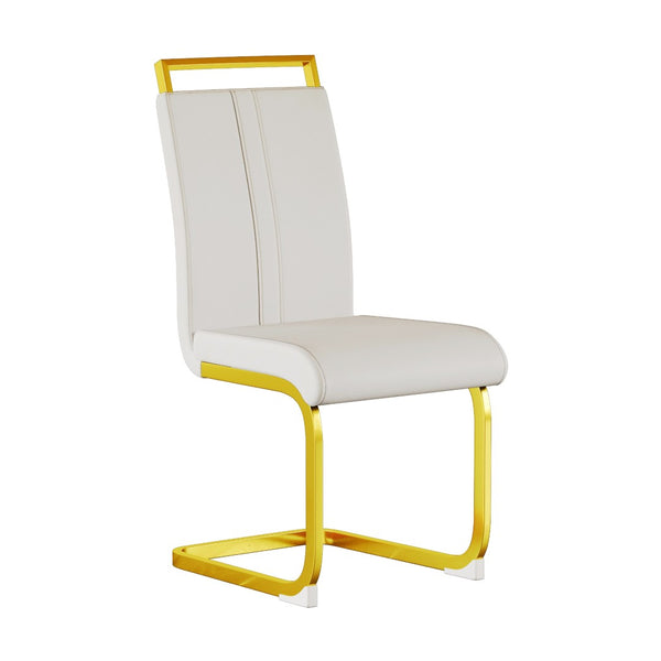 English Elm Modern Glam High Back Pu Leather Dining Chairs with Gold Metal Legs Set of 4 W3732P356627