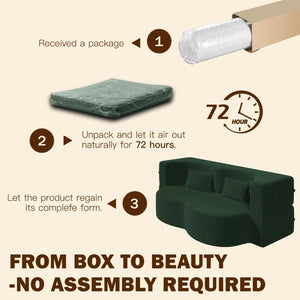 English Elm Modern Corduroy Floor Sofa Foldable Twin Sleeper Foam Filled for Dorms and Playrooms Green W1885P446602