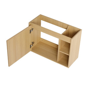 English Elm 28'' Floating Bathroom Vanity with Ceramic Sink Soft Close Door Melamine Cabinet Light Oak W999P426639