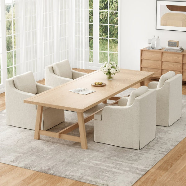 English Elm Dining Armchair with Beige Upholstery and Cushioned Seat for Kitchen or Living Room T3623P430776
