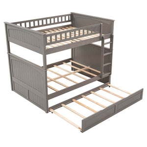 English Elm Full Over Bunk Bed with Trundle Solid Pine Wood Kids Bedroom Sleeper LT000044AAN-1