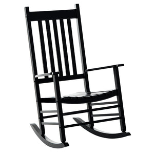 English Elm Rocking Chair Solid Poplar Wood Porch Rocker with Slatted Back for Outdoor Comfort T3971P384598