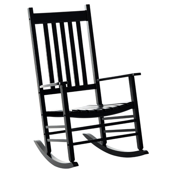English Elm Rocking Chair Solid Poplar Wood Porch Rocker with Slatted Back for Outdoor Comfort T3971P384598