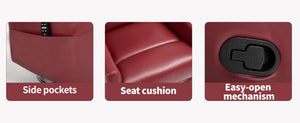 English Elm Heat Massage Rocker Swivel Recliner with Lumbar Relief and Tufted Fabric Lounge Chair W3224P321932