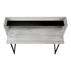 English Elm Computer Desk - Modern Grey Laminate Workstation With Storage Hutch And Black Metal Accents, 48" L B2710P219837