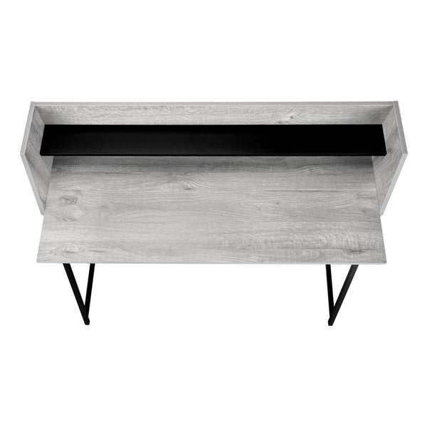 English Elm Computer Desk - Modern Grey Laminate Workstation With Storage Hutch And Black Metal Accents, 48" L B2710P219837