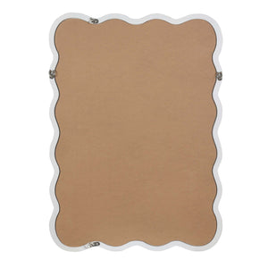 English Elm White 30"x40" Wavy Rectangle Solid Wood Frame Mirror - Tempered Glass, Rustic Chic Wall Decor for Entryway W2203P389066