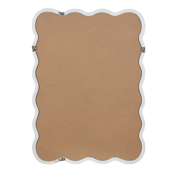 English Elm White 30"x40" Wavy Rectangle Solid Wood Frame Mirror - Tempered Glass, Rustic Chic Wall Decor for Entryway W2203P389066