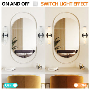 English Elm Resin Imitation Marble Texture Wall Light Set of 2 with Sleek Iron Frame, Minimalist Ambient Sconces for Hallways Bedrooms Bathrooms Black W1340P189549