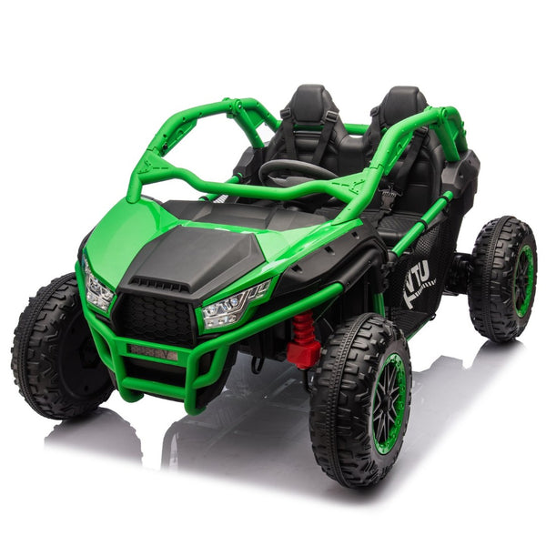 English Elm 24v Two Seater Kids Utv with Parental Remote Dual Motors Four Wheel Suspension Led Green W1578P198435