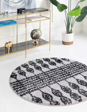 Unique Loom Cherokee Asheville Machine Made Geometric Rug Black, Ivory 7' 1" x 7' 1"