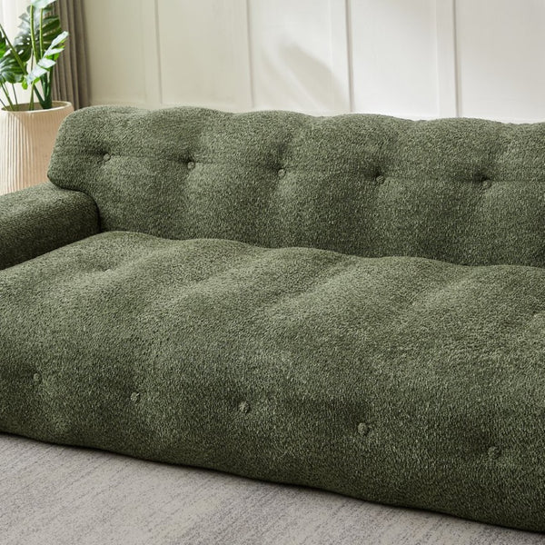 English Elm [video]87.4-inch Cloud Series Chenille Three-seater Sofa with Tufted Square Arms for Living Rooms Green W3505P383949