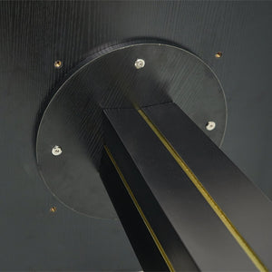 English Elm Modern Round Negotiation Table - 85Cm Black Glass Top, Stylish Wooden Legs & Luxe Gold Base Design W1535S00593