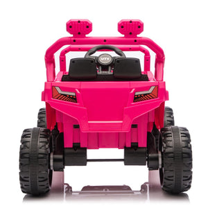 English Elm 12v Kids Electric Utv with 4-wheel Suspension Anti-collision Bar and 2-hour Battery Pink W1578P343328