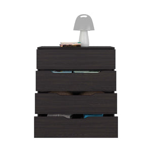 English Elm Wenge Finish Four Drawer Dresser Compact Modern Storage for Bedroom or Studio B062P483770