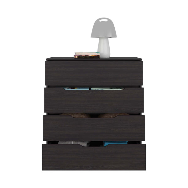 English Elm Wenge Finish Four Drawer Dresser Compact Modern Storage for Bedroom or Studio B062P483770